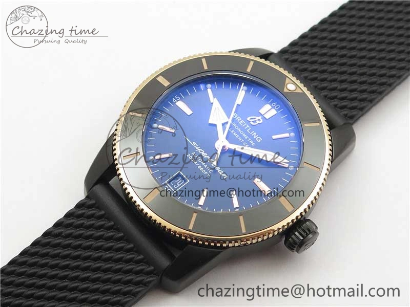 SuperOcean 42mm AB2010 DLC RG B50 1:1 Best Edition Black Dial Black Ceramic Bezel on Black Rubber strap A TechFriendly 5562