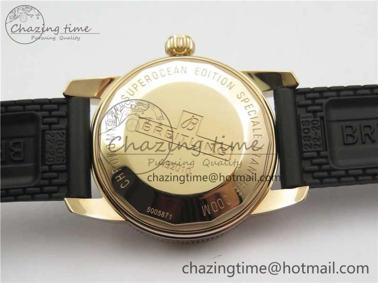 SuperOcean 42mm AB2010 RG B50 1:1 Best Edition Black Dial Black Ceramic Bezel on Black Rubber strap A Tailored 5556