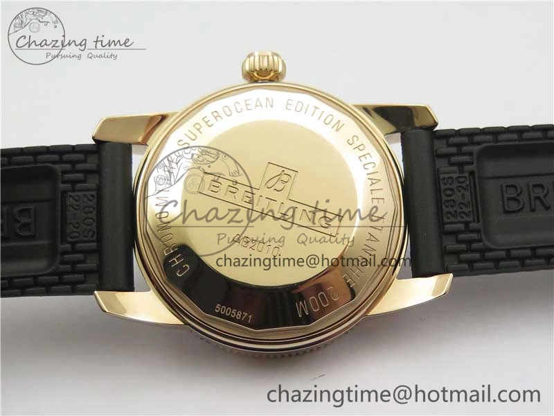 SuperOcean 42mm AB2010 RG B50 1:1 Best Edition Black Dial Black Ceramic Bezel on Black Rubber strap A Tailored 5556
