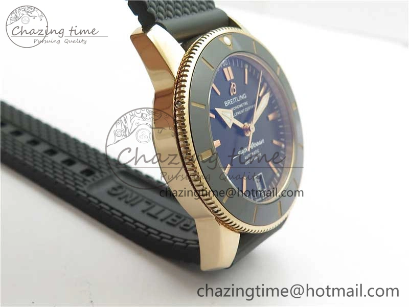 SuperOcean 42mm AB2010 RG B50 1:1 Best Edition Black Dial Black Ceramic Bezel on Black Rubber strap A Tailored 5556