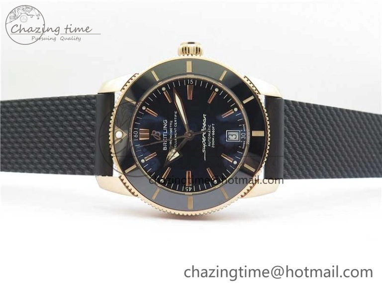 SuperOcean 42mm AB2010 RG B50 1:1 Best Edition Black Dial Black Ceramic Bezel on Black Rubber strap A Tailored 5556