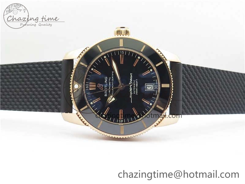 SuperOcean 42mm AB2010 RG B50 1:1 Best Edition Black Dial Black Ceramic Bezel on Black Rubber strap A Tailored 5556