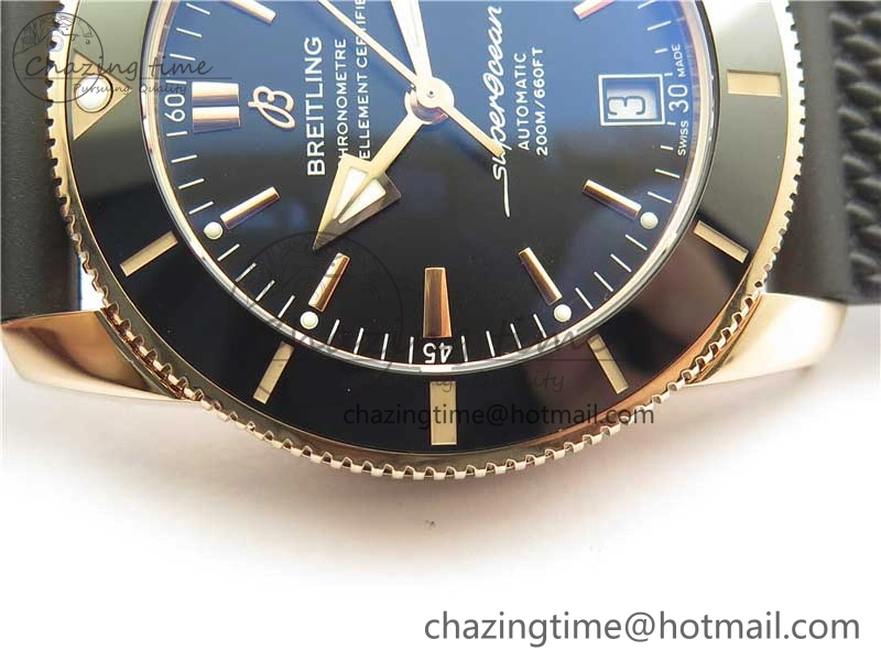 SuperOcean 42mm AB2010 RG B50 1:1 Best Edition Black Dial Black Ceramic Bezel on Black Rubber strap A Tailored 5556