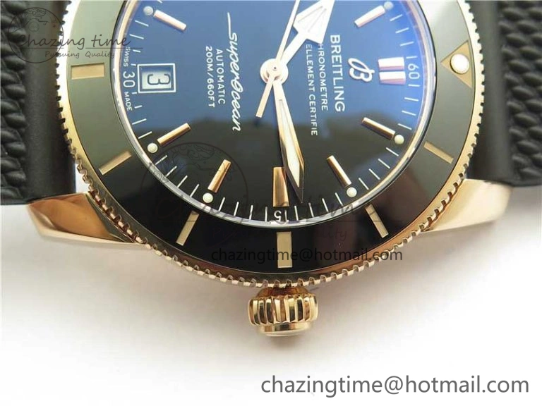 SuperOcean 42mm AB2010 RG B50 1:1 Best Edition Black Dial Black Ceramic Bezel on Black Rubber strap A Tailored 5556