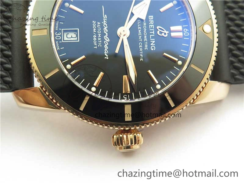 SuperOcean 42mm AB2010 RG B50 1:1 Best Edition Black Dial Black Ceramic Bezel on Black Rubber strap A Tailored 5556