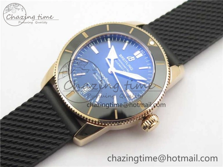 SuperOcean 42mm AB2010 RG B50 1:1 Best Edition Black Dial Black Ceramic Bezel on Black Rubber strap A Tailored 5556