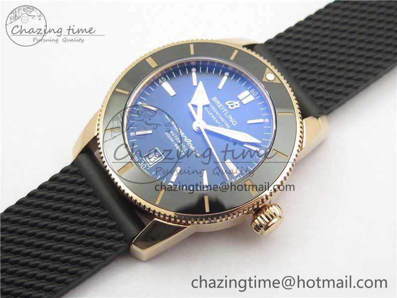 SuperOcean 42mm AB2010 RG B50 1:1 Best Edition Black Dial Black Ceramic Bezel on Black Rubber strap A Tailored 5556