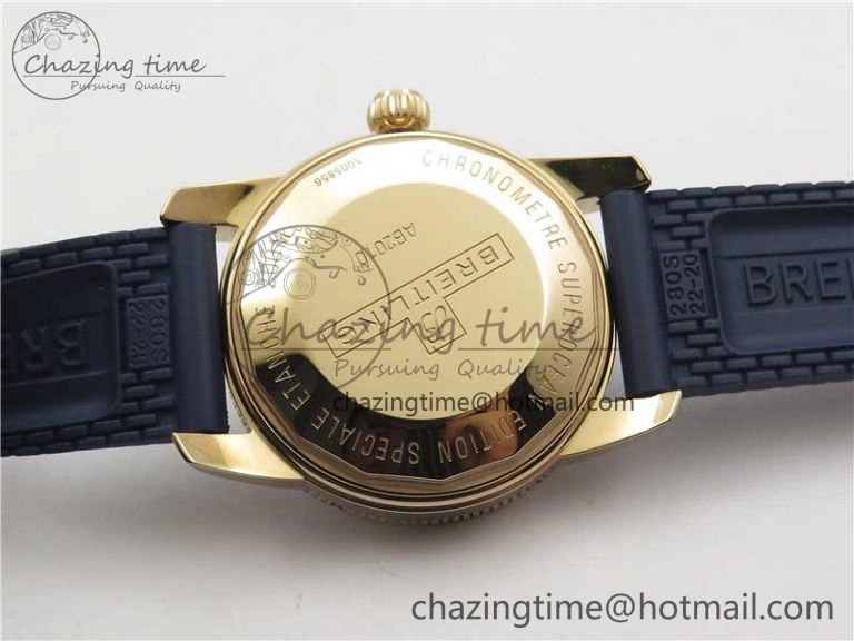 Upgraded SuperOcean 42mm AB2010 RG B50 1:1 Best Edition Blue Dial Blue Ceramic Bezel on Blue Rubber strap A 5557