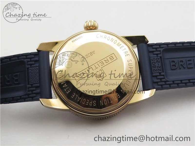 Upgraded SuperOcean 42mm AB2010 RG B50 1:1 Best Edition Blue Dial Blue Ceramic Bezel on Blue Rubber strap A 5557