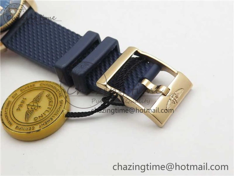 Upgraded SuperOcean 42mm AB2010 RG B50 1:1 Best Edition Blue Dial Blue Ceramic Bezel on Blue Rubber strap A 5557