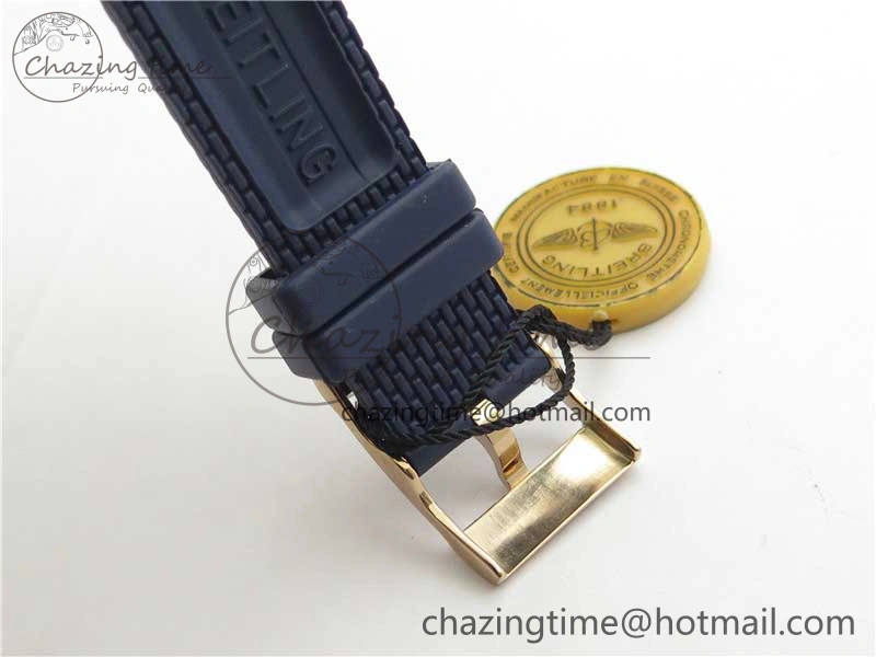 Upgraded SuperOcean 42mm AB2010 RG B50 1:1 Best Edition Blue Dial Blue Ceramic Bezel on Blue Rubber strap A 5557