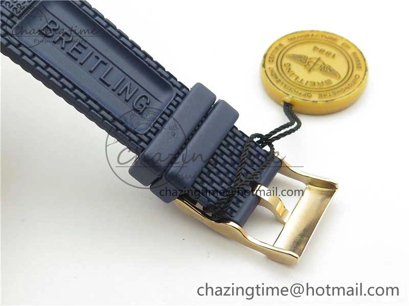 Upgraded SuperOcean 42mm AB2010 RG B50 1:1 Best Edition Blue Dial Blue Ceramic Bezel on Blue Rubber strap A 5557