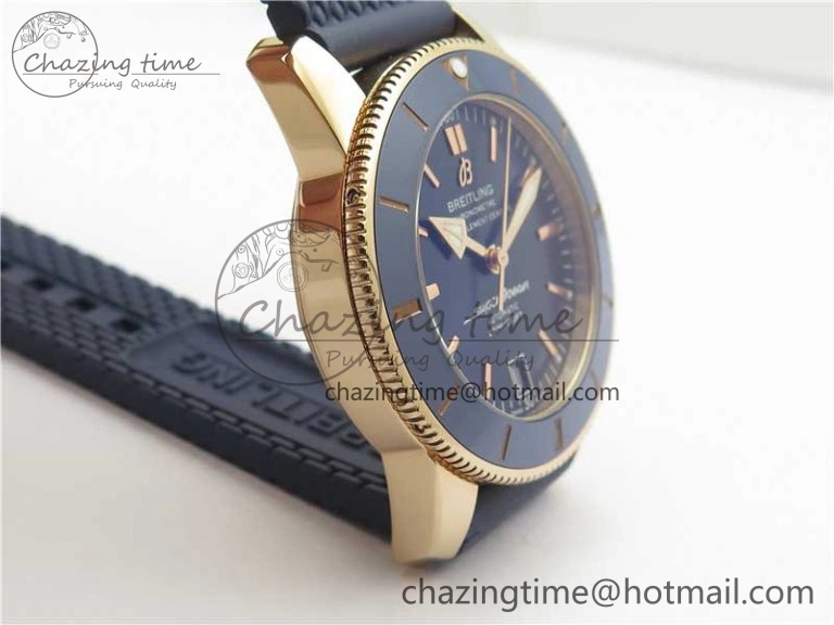 Upgraded SuperOcean 42mm AB2010 RG B50 1:1 Best Edition Blue Dial Blue Ceramic Bezel on Blue Rubber strap A 5557