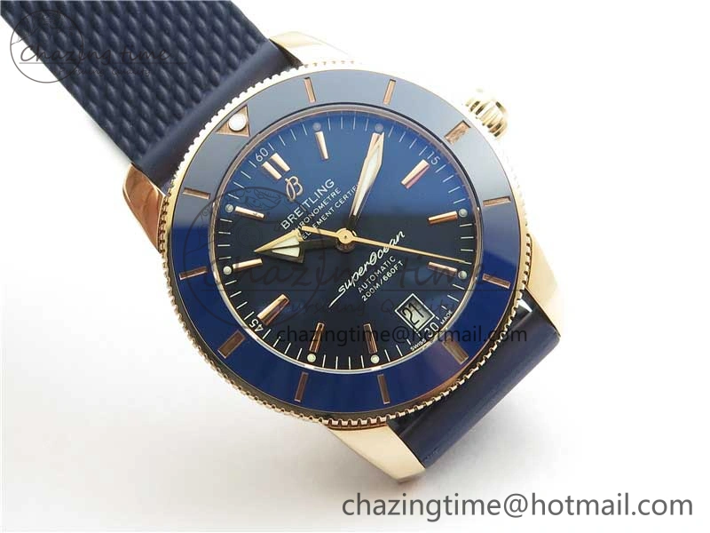 Upgraded SuperOcean 42mm AB2010 RG B50 1:1 Best Edition Blue Dial Blue Ceramic Bezel on Blue Rubber strap A 5557