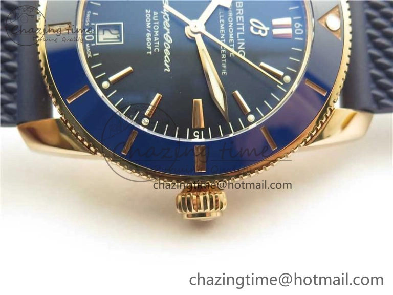 Upgraded SuperOcean 42mm AB2010 RG B50 1:1 Best Edition Blue Dial Blue Ceramic Bezel on Blue Rubber strap A 5557