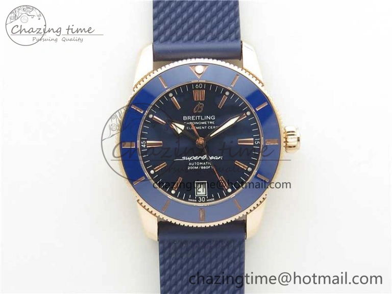Upgraded SuperOcean 42mm AB2010 RG B50 1:1 Best Edition Blue Dial Blue Ceramic Bezel on Blue Rubber strap A 5557
