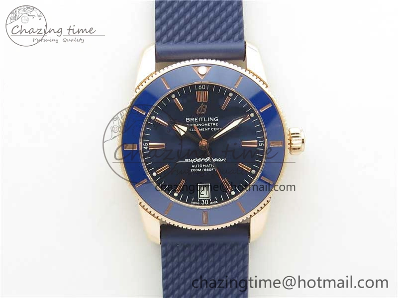Upgraded SuperOcean 42mm AB2010 RG B50 1:1 Best Edition Blue Dial Blue Ceramic Bezel on Blue Rubber strap A 5557