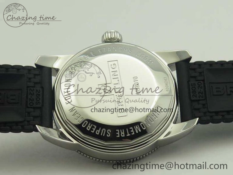 SuperOcean 42mm AB2010 SS GF 1:1 Best Edition Black Dial Black Ceramic Bezel On Rubber Strap B Flexible 5654