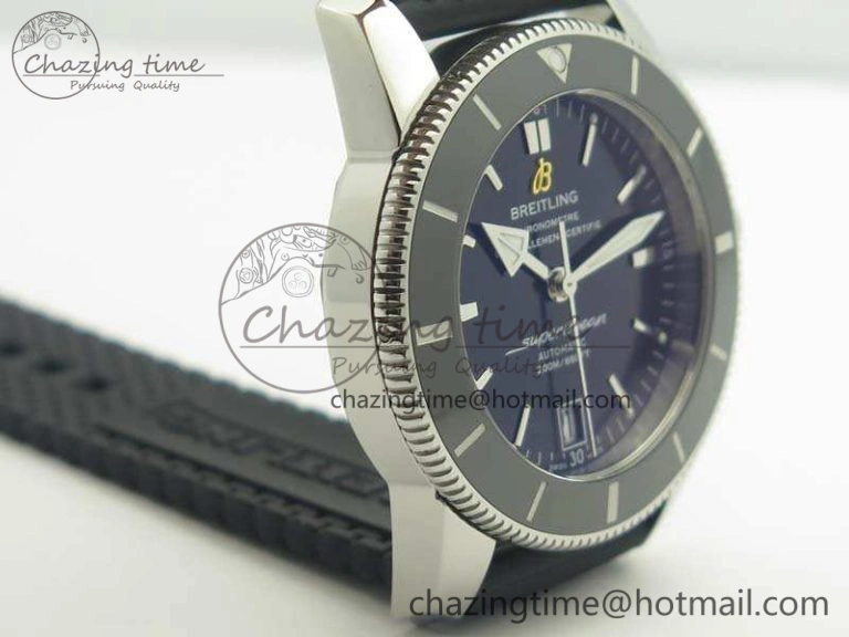 SuperOcean 42mm AB2010 SS GF 1:1 Best Edition Black Dial Black Ceramic Bezel On Rubber Strap B Flexible 5654