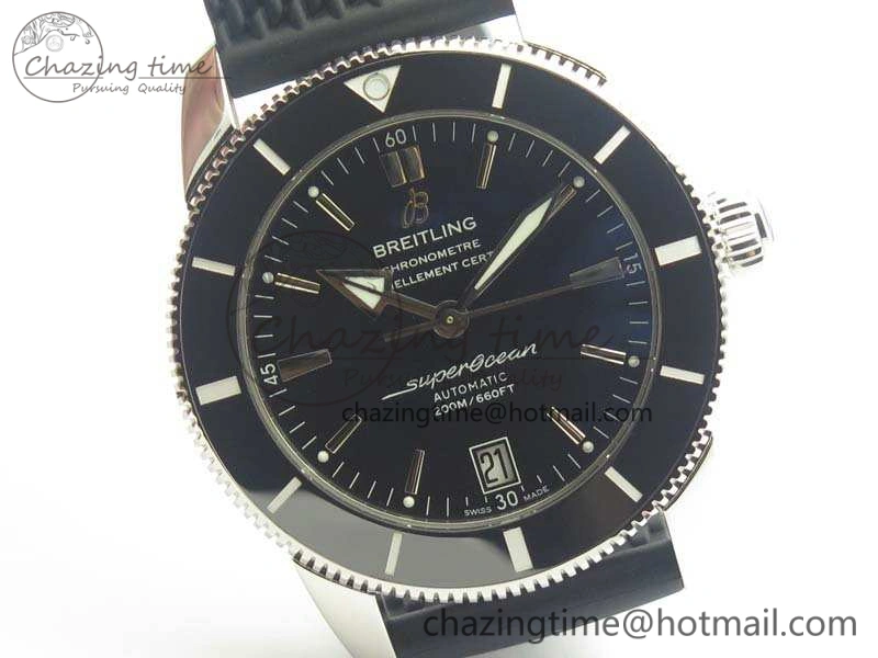 SuperOcean 42mm AB2010 SS GF 1:1 Best Edition Black Dial Black Ceramic Bezel On Rubber Strap B Flexible 5654