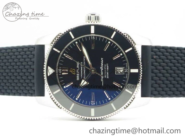 SuperOcean 42mm AB2010 SS GF 1:1 Best Edition Black Dial Black Ceramic Bezel On Rubber Strap B Flexible 5654