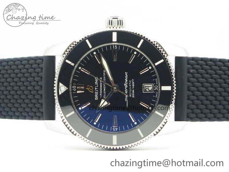 SuperOcean 42mm AB2010 SS GF 1:1 Best Edition Black Dial Black Ceramic Bezel On Rubber Strap B Flexible 5654