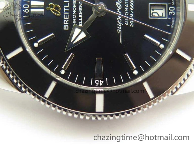 SuperOcean 42mm AB2010 SS GF 1:1 Best Edition Black Dial Black Ceramic Bezel On Rubber Strap B Flexible 5654