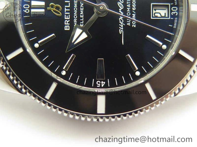 SuperOcean 42mm AB2010 SS GF 1:1 Best Edition Black Dial Black Ceramic Bezel On Rubber Strap B Flexible 5654