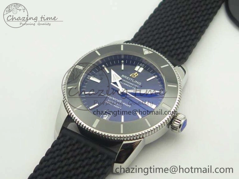 SuperOcean 42mm AB2010 SS GF 1:1 Best Edition Black Dial Black Ceramic Bezel On Rubber Strap B Flexible 5654