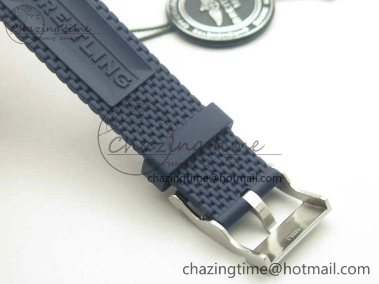 WaterResistant SuperOcean 42mm AB2010 SS GF 1:1 Best Edition Blue Dial Blue Ceramic Bezel On Rubber Strap B 5655