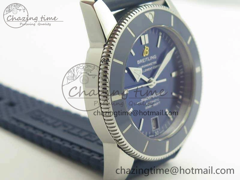 WaterResistant SuperOcean 42mm AB2010 SS GF 1:1 Best Edition Blue Dial Blue Ceramic Bezel On Rubber Strap B 5655
