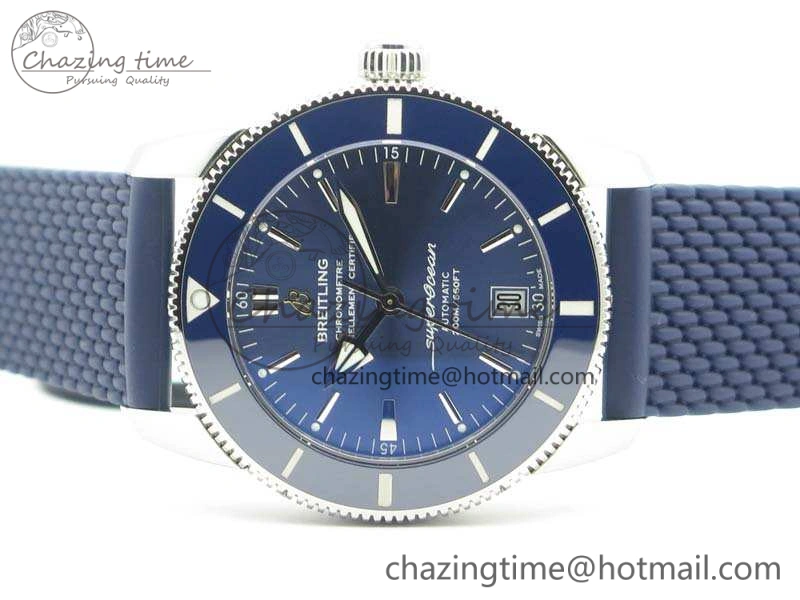 WaterResistant SuperOcean 42mm AB2010 SS GF 1:1 Best Edition Blue Dial Blue Ceramic Bezel On Rubber Strap B 5655