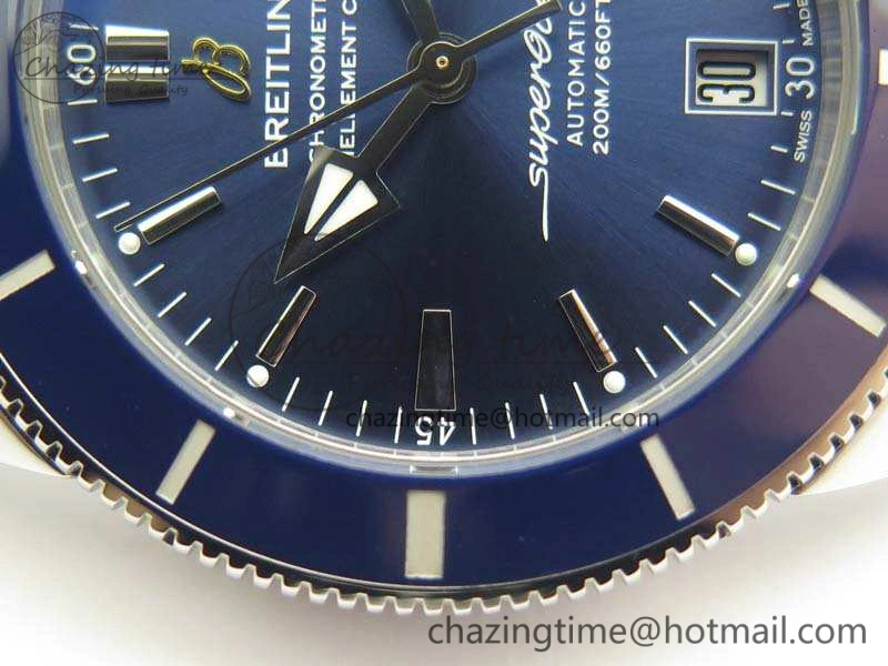 WaterResistant SuperOcean 42mm AB2010 SS GF 1:1 Best Edition Blue Dial Blue Ceramic Bezel On Rubber Strap B 5655