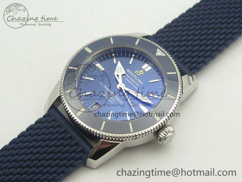 WaterResistant SuperOcean 42mm AB2010 SS GF 1:1 Best Edition Blue Dial Blue Ceramic Bezel On Rubber Strap B 5655