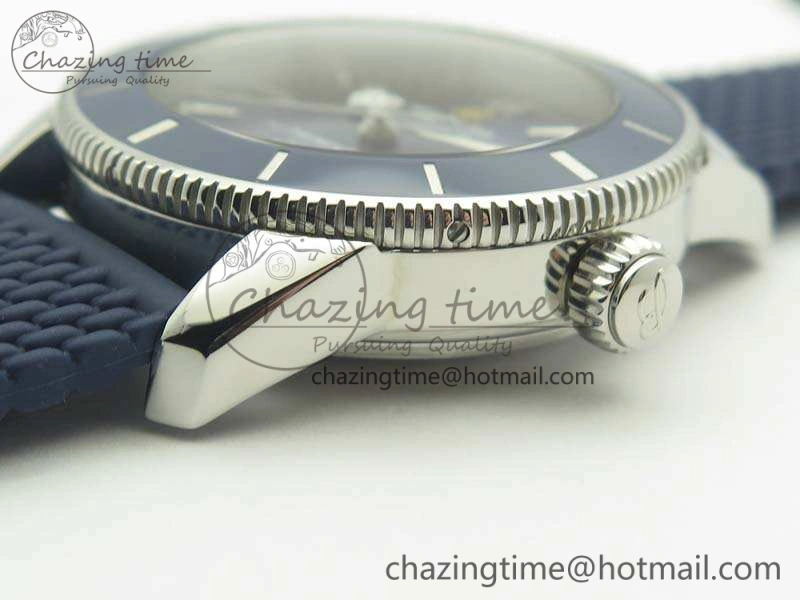 WaterResistant SuperOcean 42mm AB2010 SS GF 1:1 Best Edition Blue Dial Blue Ceramic Bezel On Rubber Strap B 5655