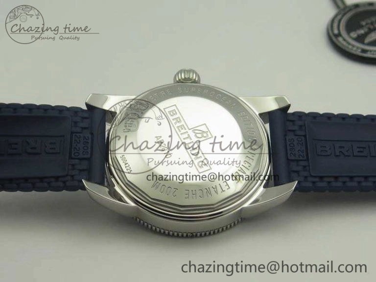 WaterResistant SuperOcean 42mm AB2010 SS GF 1:1 Best Edition Blue Dial Blue Ceramic Bezel On Rubber Strap B 5655