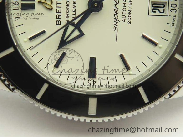 Unique SuperOcean 42mm AB2010 SS GF 1:1 Best Edition White Dial Black Ceramic Bezel On Rubber Strap B 5656