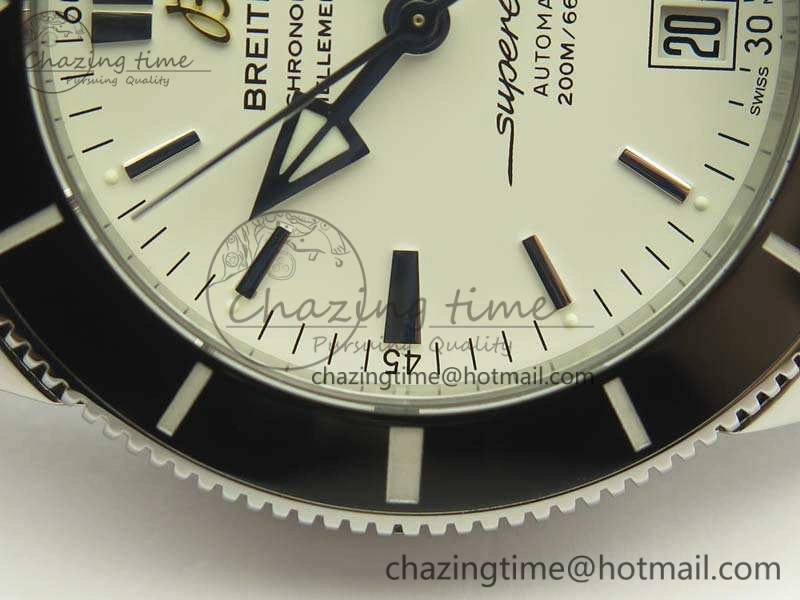Unique SuperOcean 42mm AB2010 SS GF 1:1 Best Edition White Dial Black Ceramic Bezel On Rubber Strap B 5656