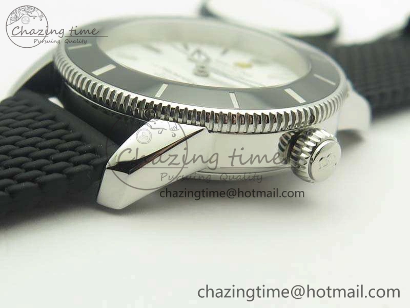 Unique SuperOcean 42mm AB2010 SS GF 1:1 Best Edition White Dial Black Ceramic Bezel On Rubber Strap B 5656