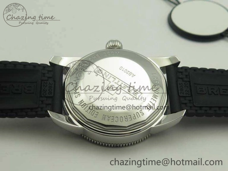 Unique SuperOcean 42mm AB2010 SS GF 1:1 Best Edition White Dial Black Ceramic Bezel On Rubber Strap B 5656