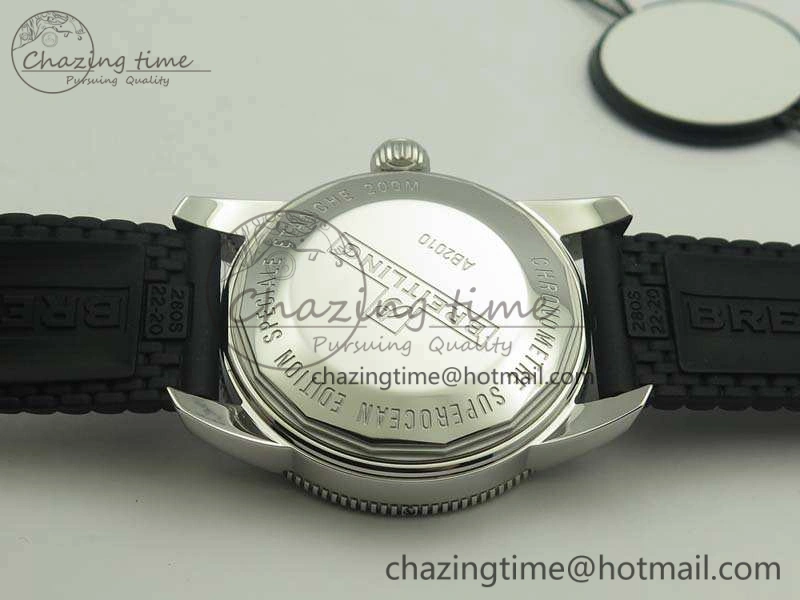 Unique SuperOcean 42mm AB2010 SS GF 1:1 Best Edition White Dial Black Ceramic Bezel On Rubber Strap B 5656