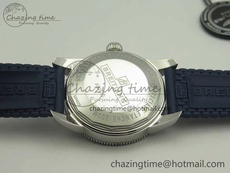 OnTrend SuperOcean 42mm AB2010 SS GF 1:1 Best Edition White Dial Blue Ceramic Bezel On Rubber Strap B 5657