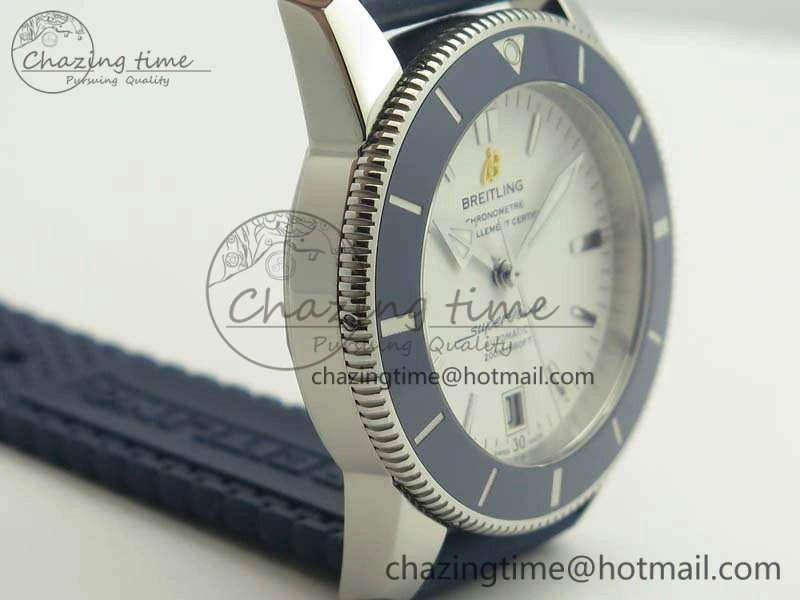 OnTrend SuperOcean 42mm AB2010 SS GF 1:1 Best Edition White Dial Blue Ceramic Bezel On Rubber Strap B 5657