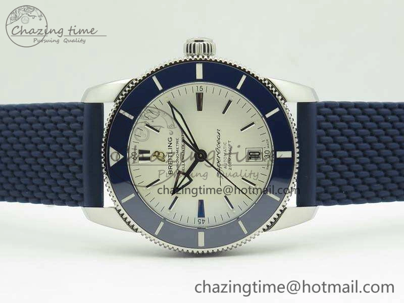 OnTrend SuperOcean 42mm AB2010 SS GF 1:1 Best Edition White Dial Blue Ceramic Bezel On Rubber Strap B 5657