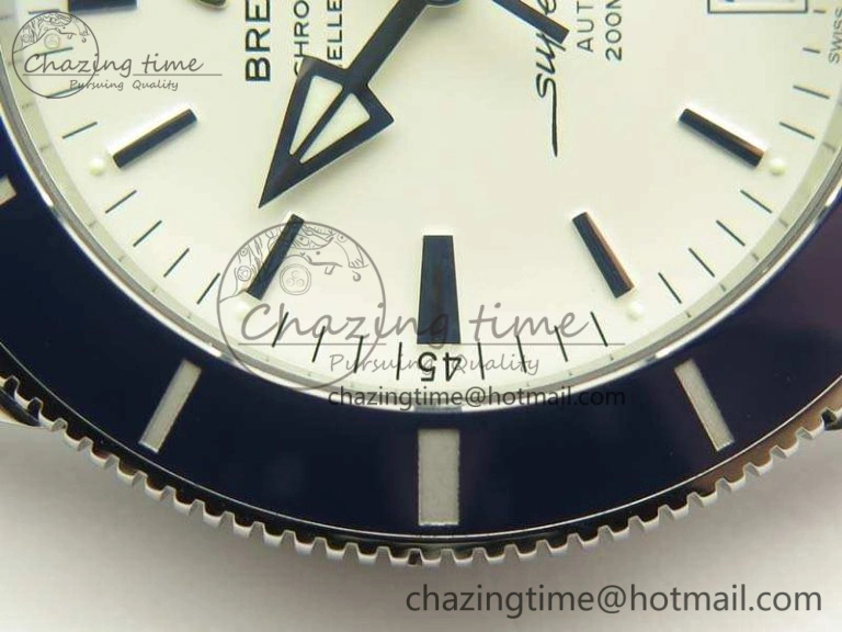 OnTrend SuperOcean 42mm AB2010 SS GF 1:1 Best Edition White Dial Blue Ceramic Bezel On Rubber Strap B 5657