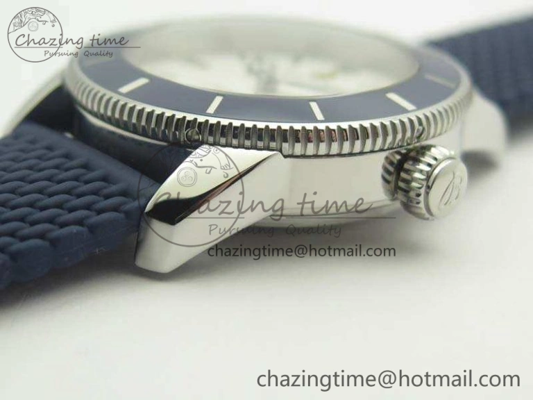 OnTrend SuperOcean 42mm AB2010 SS GF 1:1 Best Edition White Dial Blue Ceramic Bezel On Rubber Strap B 5657