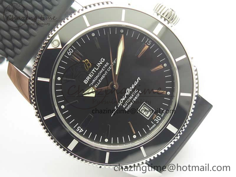 Fashionable SuperOcean 42mm AB2010 SS OMF 1:1 Best Edition Black Dial Black Ceramic Bezel on Black Rubber Strap A 5612