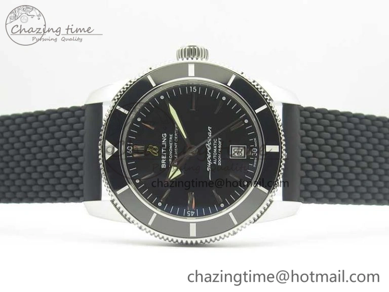 Fashionable SuperOcean 42mm AB2010 SS OMF 1:1 Best Edition Black Dial Black Ceramic Bezel on Black Rubber Strap A 5612