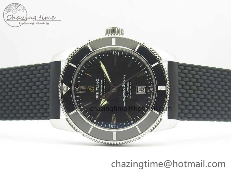 Fashionable SuperOcean 42mm AB2010 SS OMF 1:1 Best Edition Black Dial Black Ceramic Bezel on Black Rubber Strap A 5612
