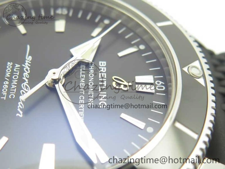 Fashionable SuperOcean 42mm AB2010 SS OMF 1:1 Best Edition Black Dial Black Ceramic Bezel on Black Rubber Strap A 5612